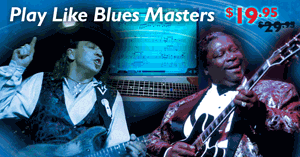 Learn to Play Blues Guitar - $10 Off of eMedia Masters of Blues Guitar guitar lesson software. Learn to play songs and styles including Stevie Ray Vaughan, BB King and others. by eMedia Music